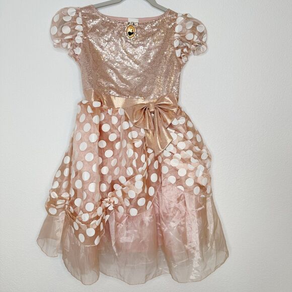 Disney‎ Girls Minnie Mouse Rose Gold Costume Size 7/8 Dress Only *No Ears* WDW - Picture 3 of 4